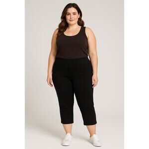 NWOT Belle by Kim Gravel Women’s Black Stretch Knit Cropped Size 18W PullOn